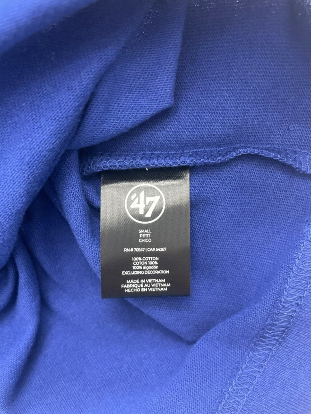 '47 New York Giants NFL Team Apparel Royal Blue boxy Crop Tee Women's Size S NWT - Picture 7 of 7